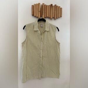 100% Cotton Vintage Sleeveless Banana Republic Green/White Striped Sz L